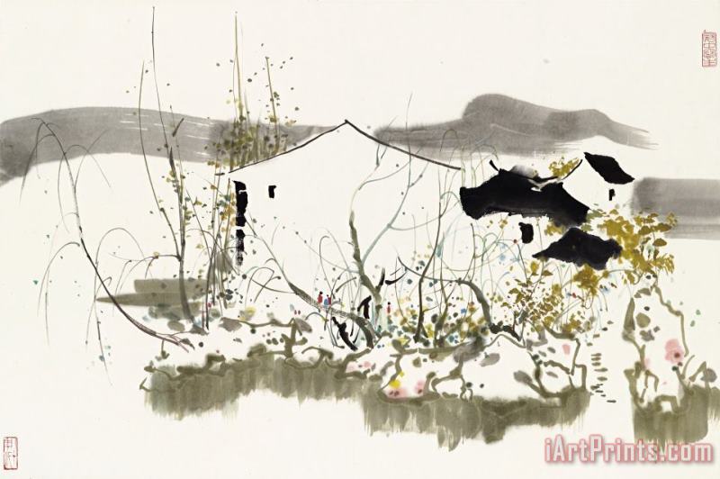 Untitled painting - Wu Guanzhong Untitled Art Print