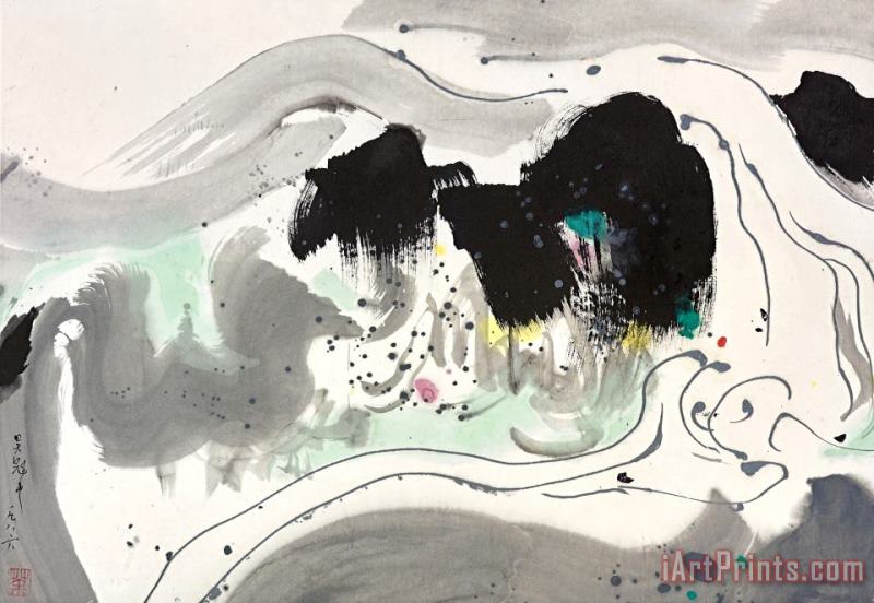 Upland River painting - Wu Guanzhong Upland River Art Print