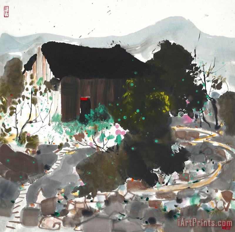 Village Cottage painting - Wu Guanzhong Village Cottage Art Print