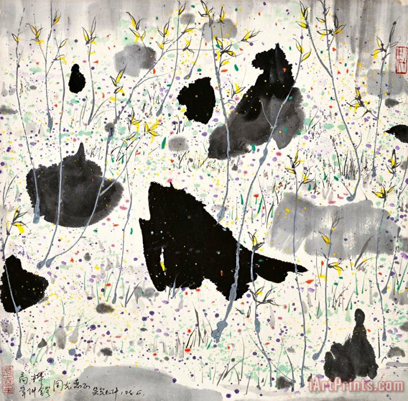 Vitality in Spring Blossoms, 1986 painting - Wu Guanzhong Vitality in Spring Blossoms, 1986 Art Print