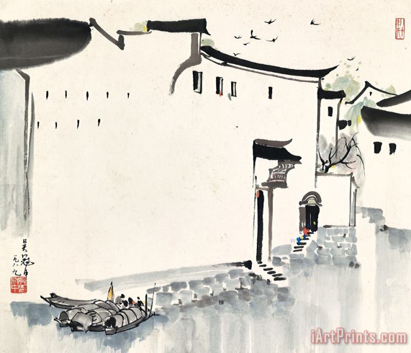 Water Village in Jiangnan painting - Wu Guanzhong Water Village in Jiangnan Art Print