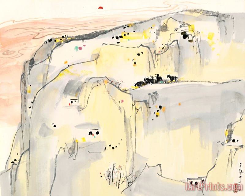 Wu Guanzhong Where The Yellow River Meets The Sky, 1989 Art Painting