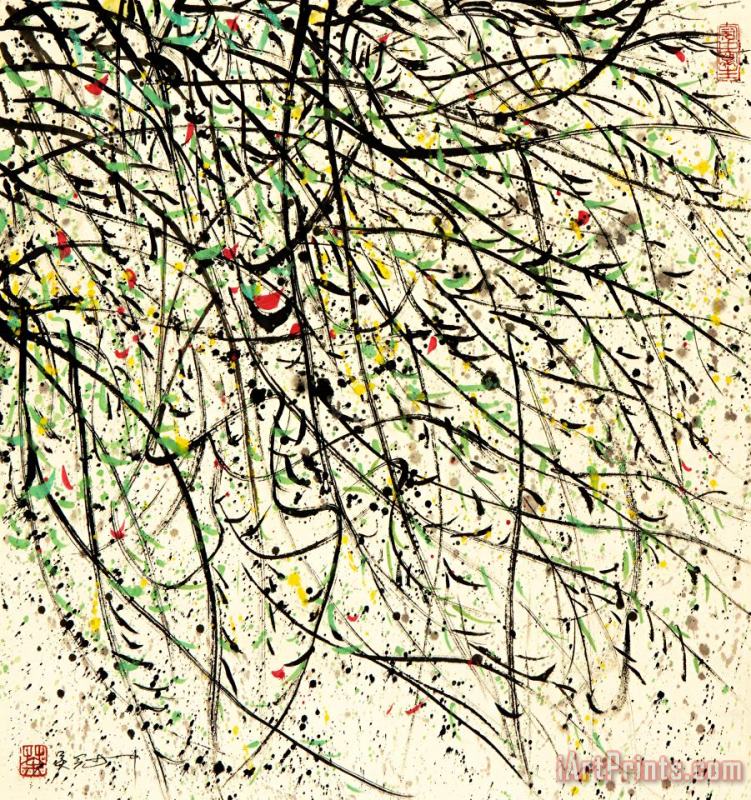 Willow painting - Wu Guanzhong Willow Art Print