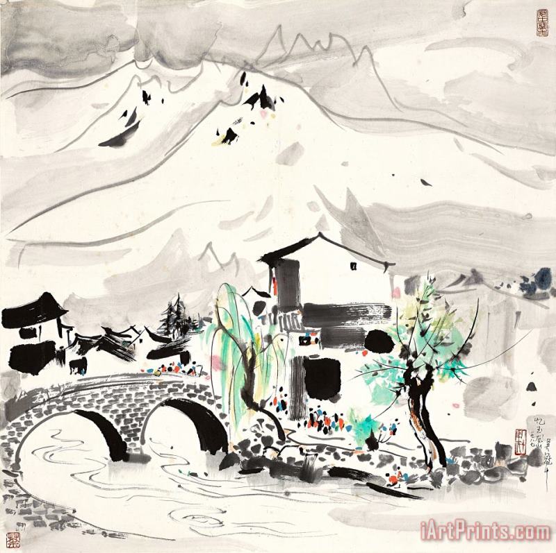 Wu Guanzhong 憶玉龍山 Memories of Mount Yulong, 1987 Art Print