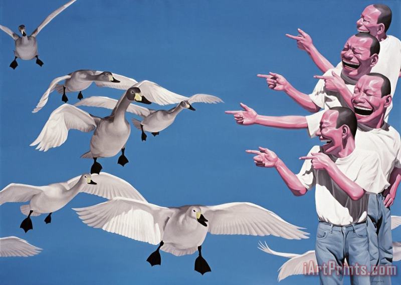 Yue Minjun Big Swans Planche No. 16 Art Painting