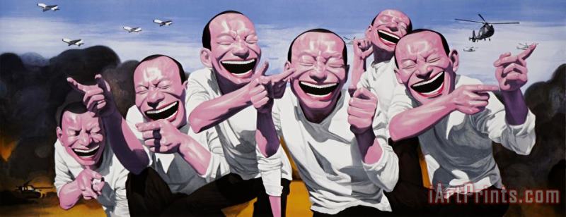 Fighting, 2009 painting - Yue Minjun Fighting, 2009 Art Print