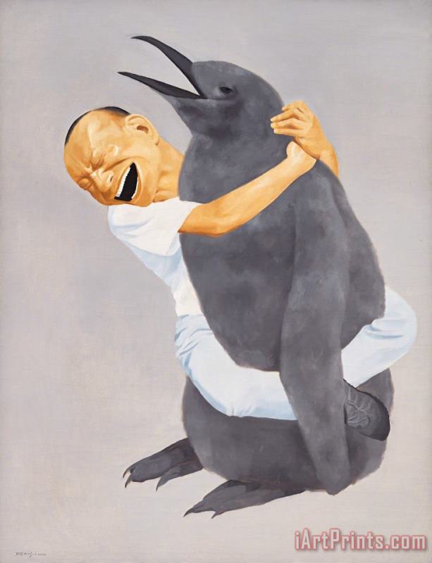 Penguin, 2000 painting - Yue Minjun Penguin, 2000 Art Print