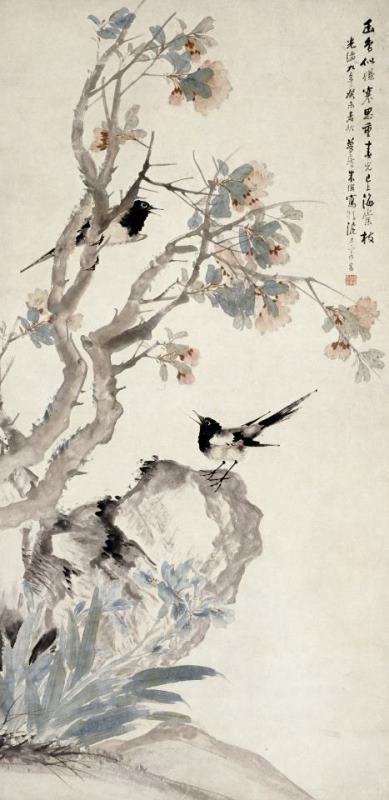 Birds And Flowering Tree painting - Zhu Cheng Birds And Flowering Tree Art Print