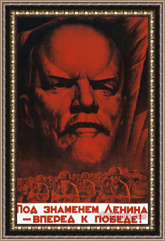 A Volochin Under The Flag Of Lenin March To Victory 1941 Soviet Propaganda Framed Print