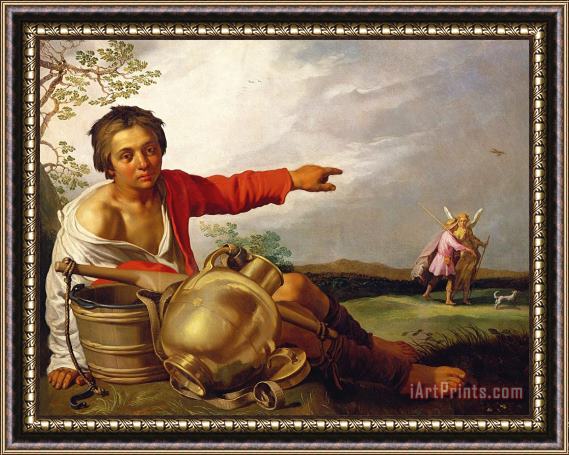 Abraham Bloemaert Shepherd Boy Pointing At Tobias And The Angel Framed Print