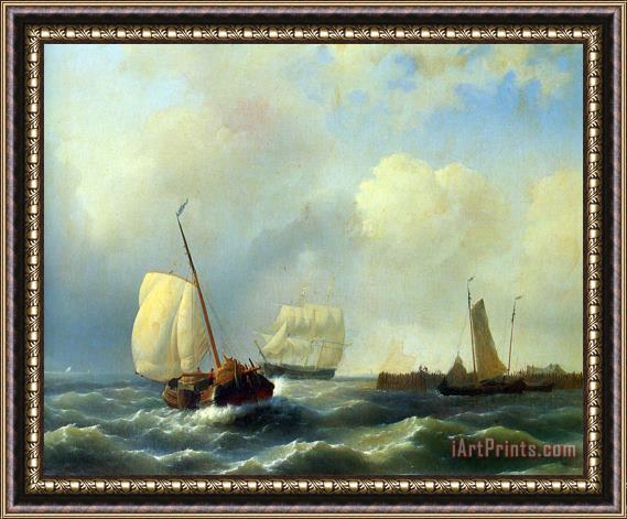Abraham Hulk Snr Skirting The Coast on a Breezy Day Framed Painting