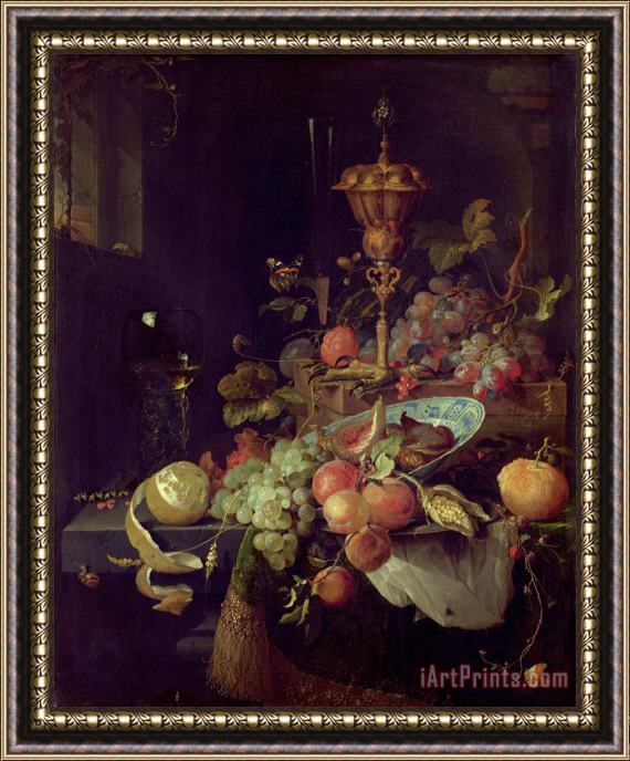 Abraham Mignon Still Life with Fruit And a Beaker on a Cock's Foot Framed Painting