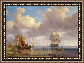 Fishing Boats in a Calm Sea Framed Prints - Calm Sea by Adolf Vollmer