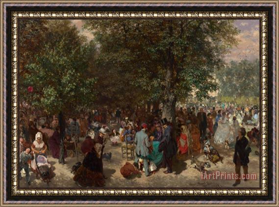 Adolph Friedrich Erdmann von Menzel Afternoon In The Tuileries Gardens Framed Painting