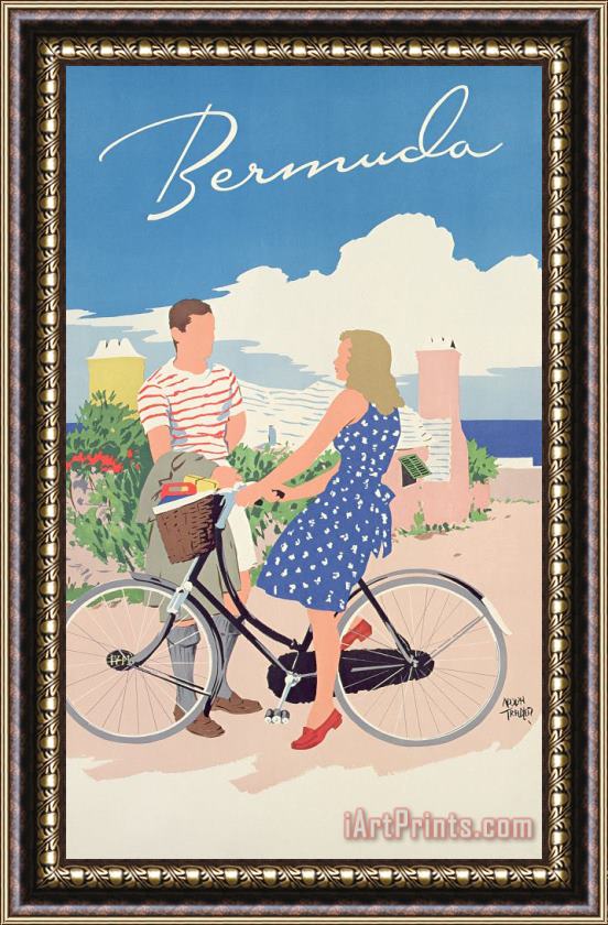 Adolph Treidler Poster Advertising Bermuda Framed Painting