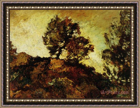 Adolphe Monticelli Rocky Landscape Framed Painting