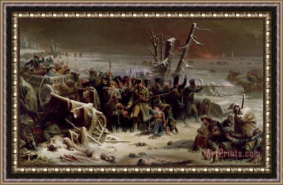 Adolphe Yvon Marshal Ney Supporting the Rear Guard During the Retreat from Moscow Framed Painting