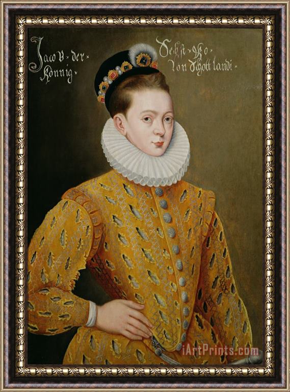 Adrian Vanson Portrait of James I of England and James VI of Scotland Framed Painting