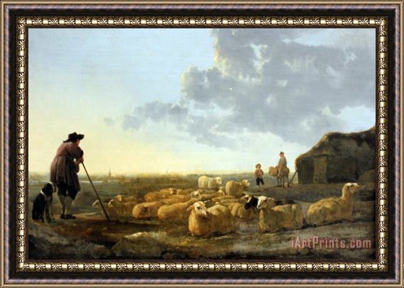 Aelbert Cuyp Herd of Sheep at Pasture Framed Painting