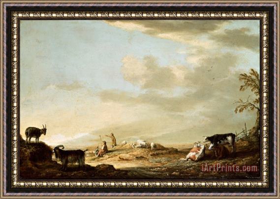 Aelbert Cuyp Landscape with Cattle And Figures Framed Print