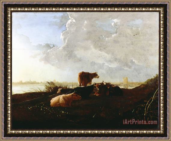 Aelbert Cuyp The Cattle Near a River Framed Painting
