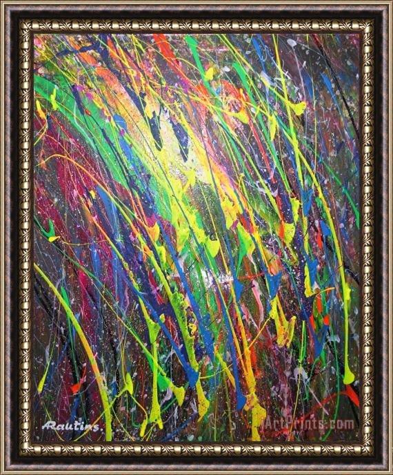 Agris Rautins Neonpainting 1-white light Framed Painting