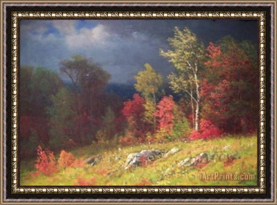 Albert Bierstadt Autuman Birches Approaching Storm Framed Painting