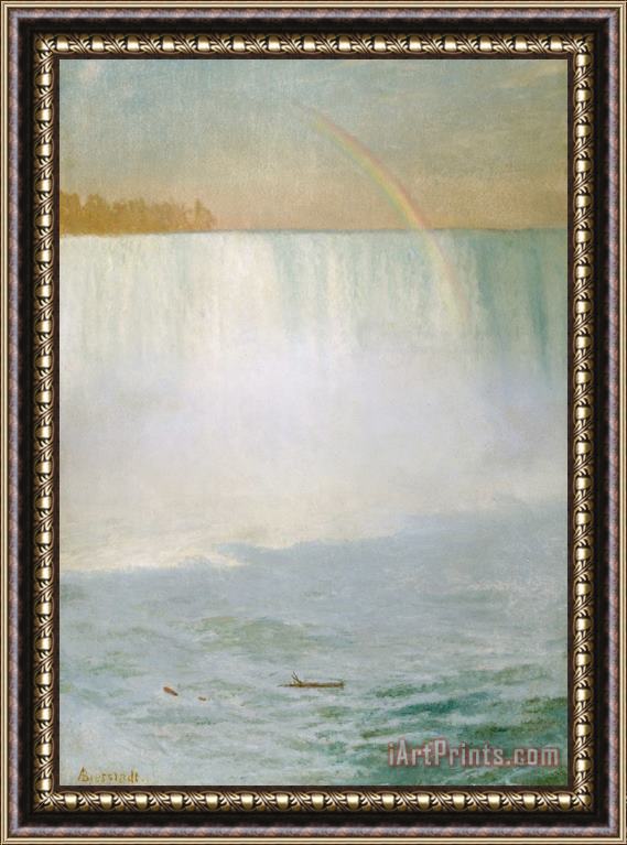 Albert Bierstadt Waterfall and Rainbow at Niagara Falls Framed Painting