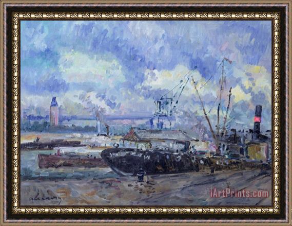 Albert-Charles Lebourg The Port of Rouen Framed Painting