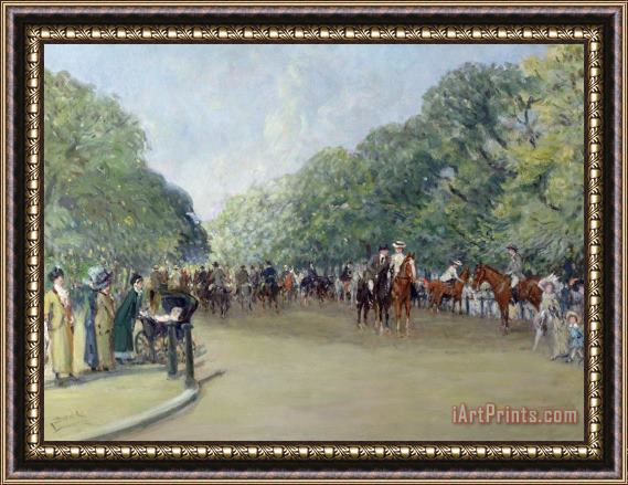 Albert Jnr Ludovici View Of Hyde Park With Figures On Rotten Row Framed Print