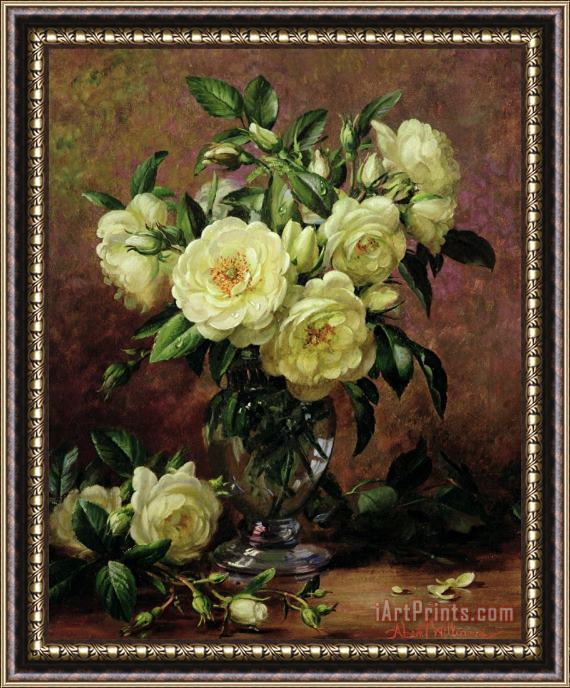 Albert Williams White Roses - A Gift from the Heart Framed Painting