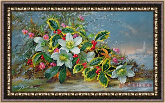 Albert Williams Winter Roses In A Landscape Framed Painting