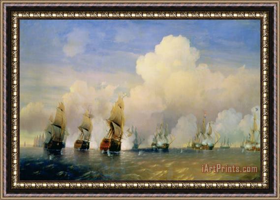 Aleksei Petrovich Bogolyubov The Russo Swedish Sea War near Kronstadt in 1790 Framed Print