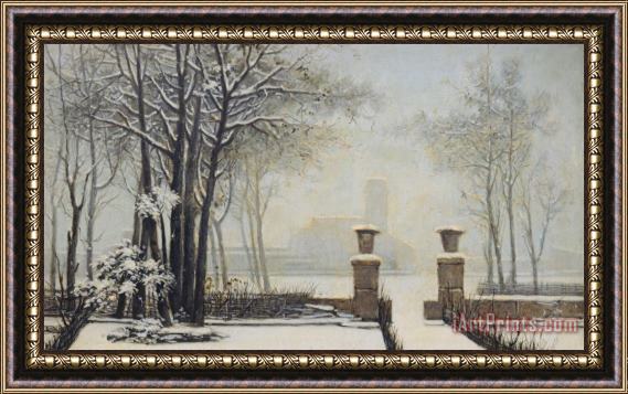 Alessandro Guardassoni Winter Landscape Framed Painting
