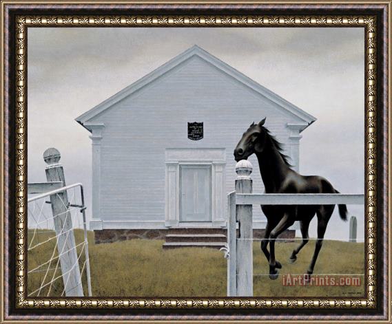 Alex Colville Church And Horse Framed Painting
