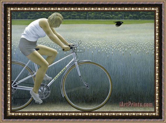 Alex Colville Cyclist And Crow Framed Print