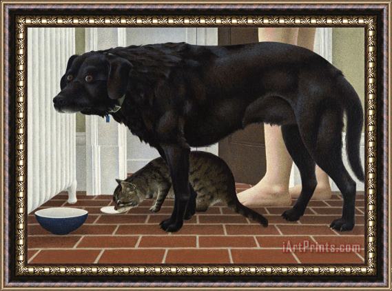 Alex Colville Dog And Cat Framed Painting