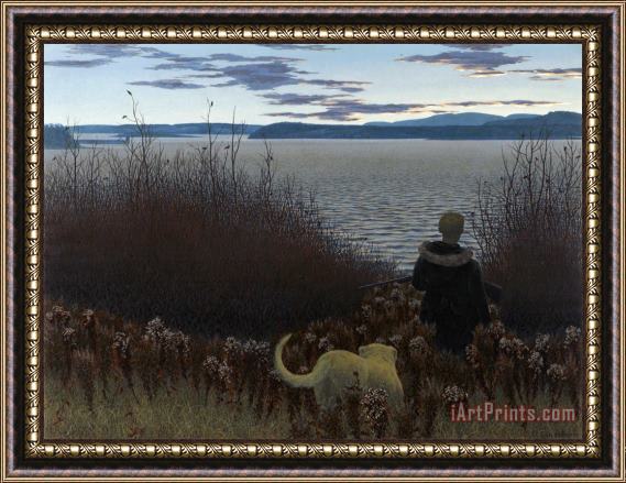Alex Colville Dog, Boy And St. John River Framed Print