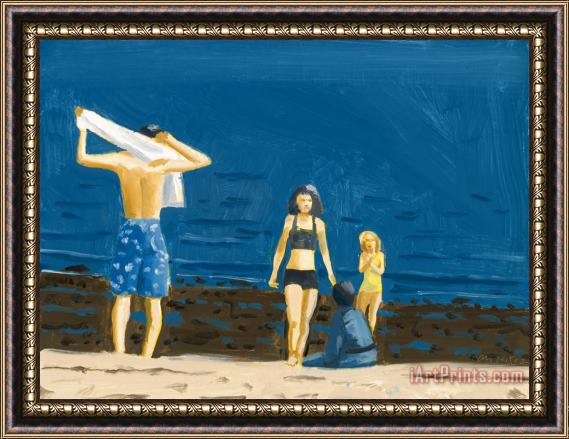 Alex Katz Four People with Towel Framed Painting