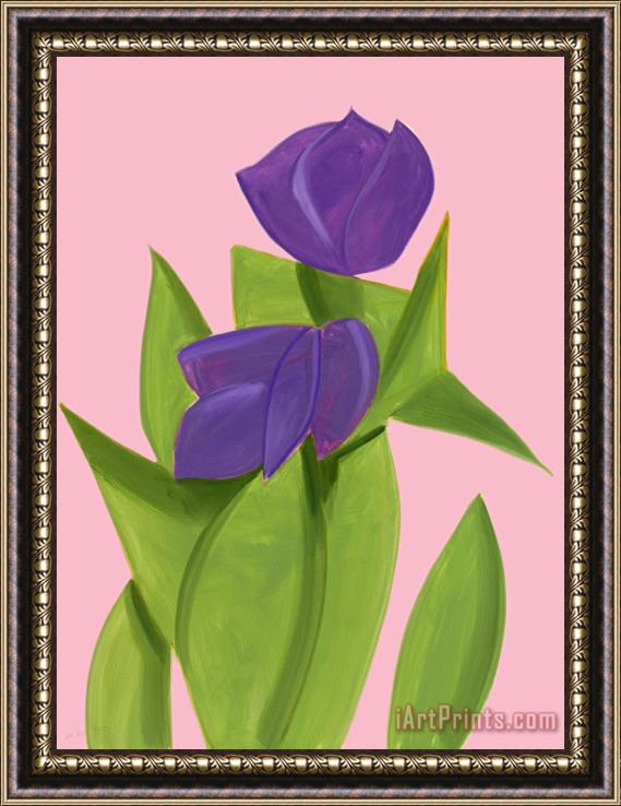 Alex Katz Purple Tulips 2, 2021 Framed Painting