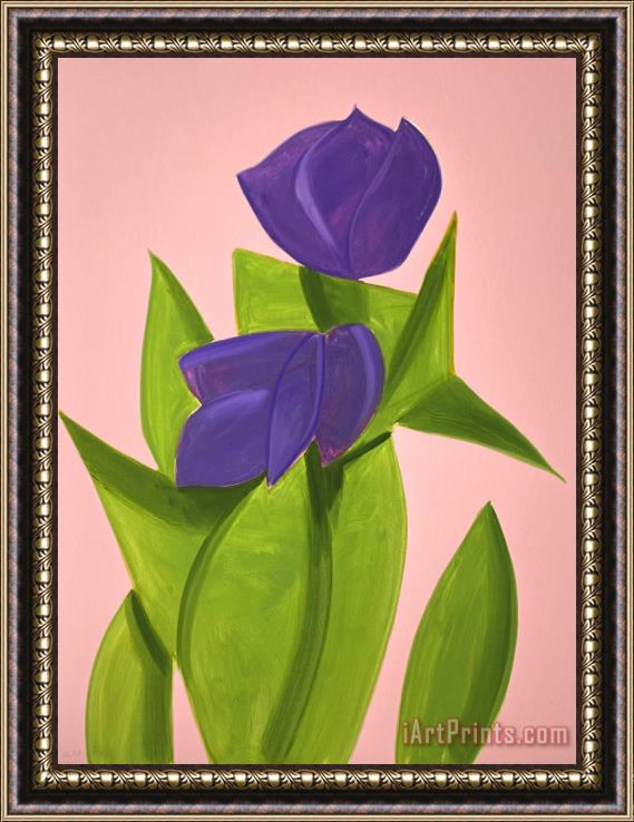Alex Katz Purple Tulips 2, From The Flowers Portfolio, 2021 Framed Painting
