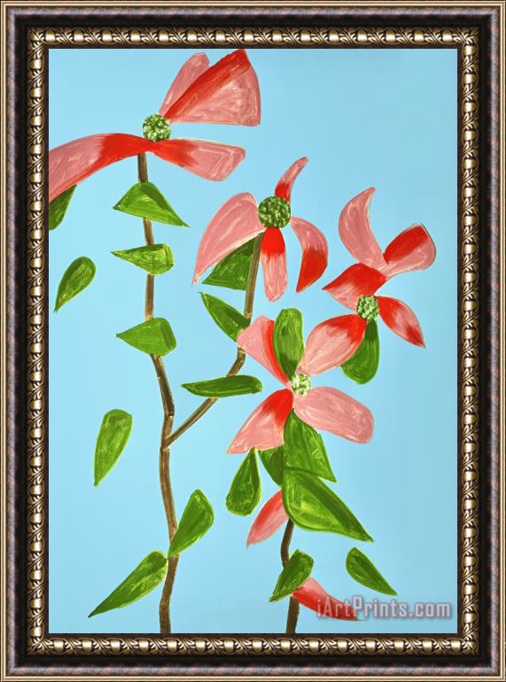 Alex Katz Red Dogwood 2, From The Flowers Portfolio, 2021 Framed Painting