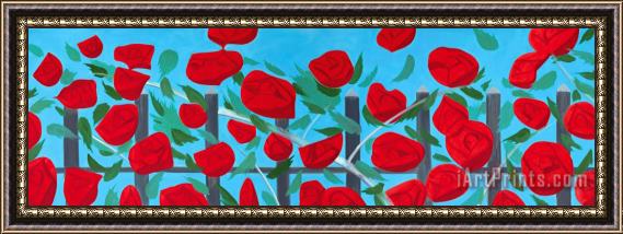 Alex Katz Roses on Blue, 2002 Framed Print
