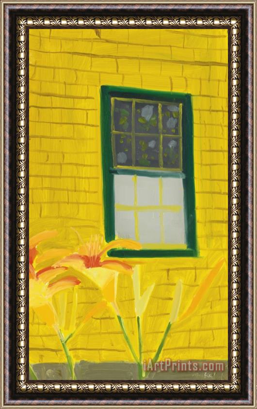 Alex Katz Yellow House with Lilies Framed Painting