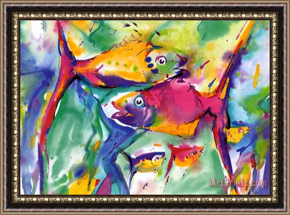 alfred gockel Colorful Fish Framed Painting