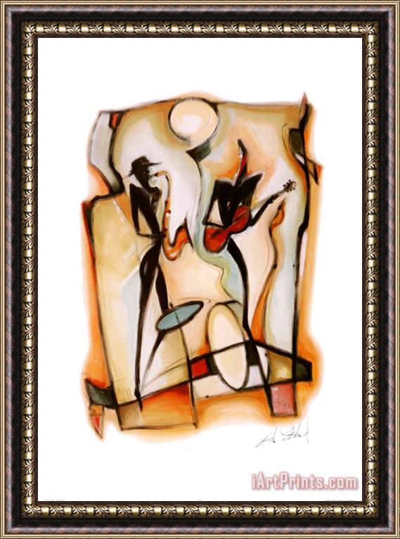 alfred gockel Jazz Duo Framed Painting