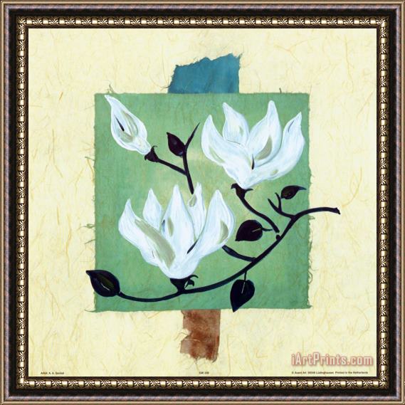 alfred gockel Magnolias on Greenbeige Papyrus Framed Print