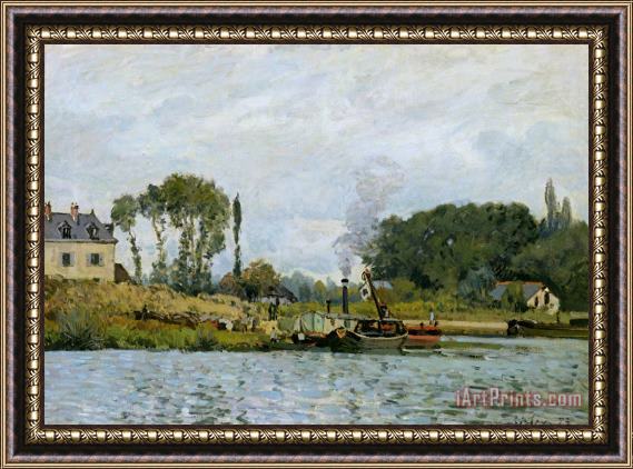 Alfred Sisley Boats at the lock at Bougival Framed Painting