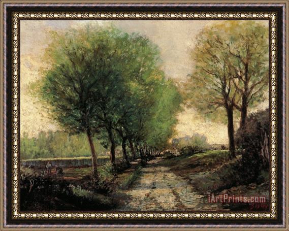 Alfred Sisley Tree-lined Avenue In A Small Town Framed Print