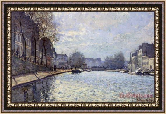 Alfred Sisley View of The Canal Saint Martin, Paris Framed Painting